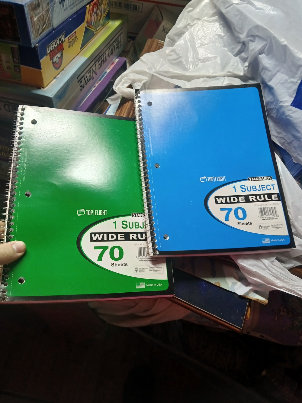 Top/Flight X2 1-Subject Wide Rule Spiral Notebooks 70 Sheets W/3 Hole Punch